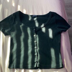 black button up crop top